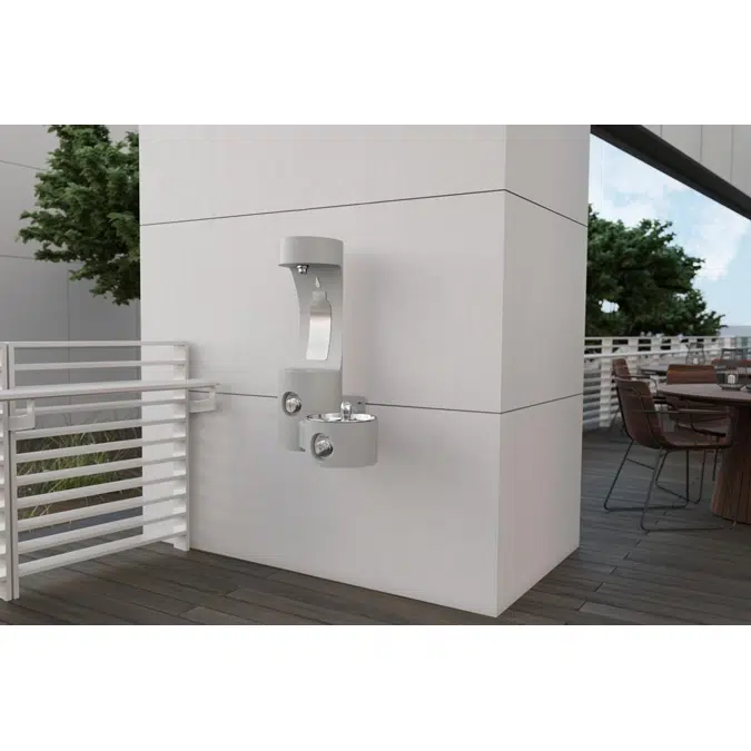 LK4408BFGRY Elkay Outdoor ezH2O®  Bottle Filling Station Wall Mount with Single Fountain Non-Filtered Non-Refrigerated Gray