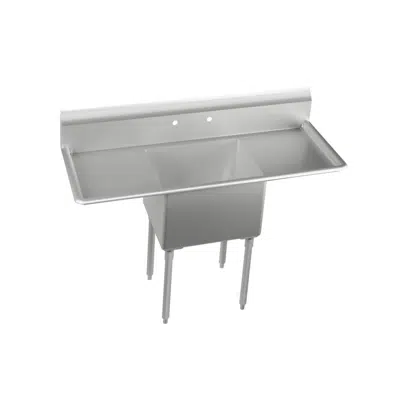 14-1C22X22-2-18X Dependabilt™ Stainless Steel 58" x 27-13/16" x 43-3/4" 16 Gauge One Compartment Sink w/ 18" Left and Right Drainboards and Stainless Steel Legs için görüntü