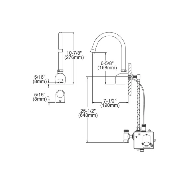 LKB722C Elkay® Commercial Electronic Sensor Scrub/Handwash Battery Powered Wall Mount Faucet Chrome