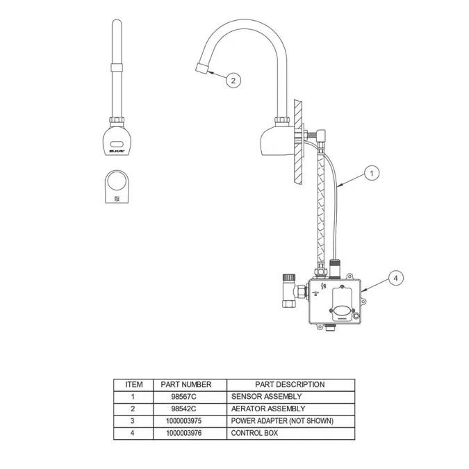 LKB722C Elkay® Commercial Electronic Sensor Scrub/Handwash Battery Powered Wall Mount Faucet Chrome