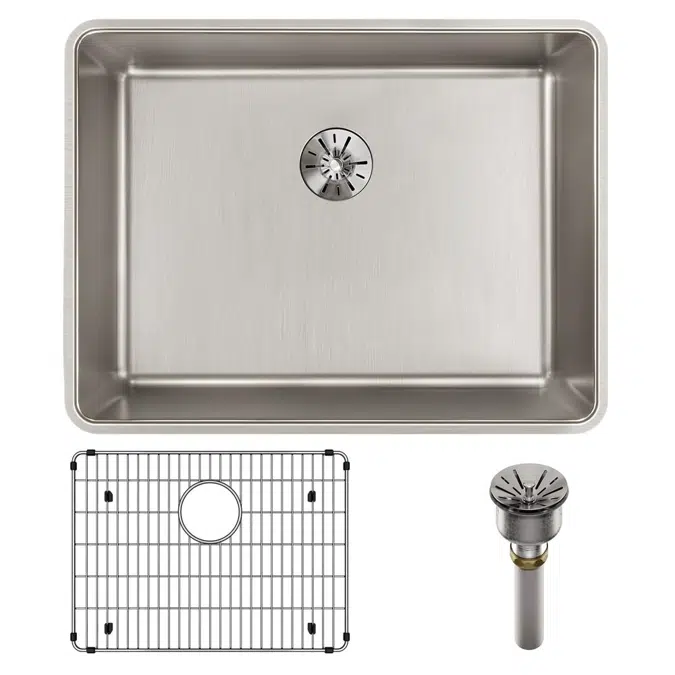 ELUHH2115TPDBG Lustertone Iconix® 16 Gauge Stainless Steel 23-1/2" x 18-1/4" x 9" Single Bowl Undermount Sink Kit with Perfect Drain®