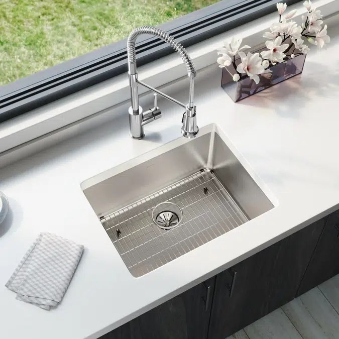 ELUHH2115TPDBG Lustertone Iconix® 16 Gauge Stainless Steel 23-1/2" x 18-1/4" x 9" Single Bowl Undermount Sink Kit with Perfect Drain®