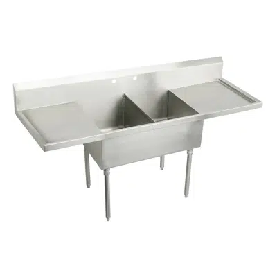 Image for Elkay Sturdibilt Stainless Steel 78" 27-1/2" x 14" Floor Mount, Double Compartment Scullery Sink with Drainboard