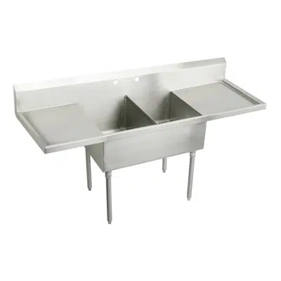 Image for SS8230LR2 Elkay Sturdibilt® Stainless Steel 78" 27-1/2" x 14" Floor Mount Double Compartment Scullery Sink with Drainboard