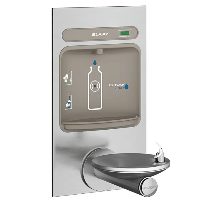 EZWS-EDFPBM114K Elkay ezH2O Bottle Filling Station with Integral SwirlFlo Fountain, Non-Filtered Non-Refrigerated Stainless