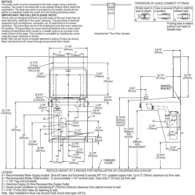 LVRCGRN8WSK Elkay ezH2O®  Bottle Filling Station & Single High Efficiency Vandal-Resistant Cooler Filtered Refrigerated Stainless