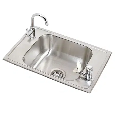 obraz dla CDKRC2517C Celebrity® Stainless Steel 25" x 17" x 6-7/8" 2-Hole Single Bowl Drop-in Classroom Sink and 8-5/8" Faucet / Bubbler Kit