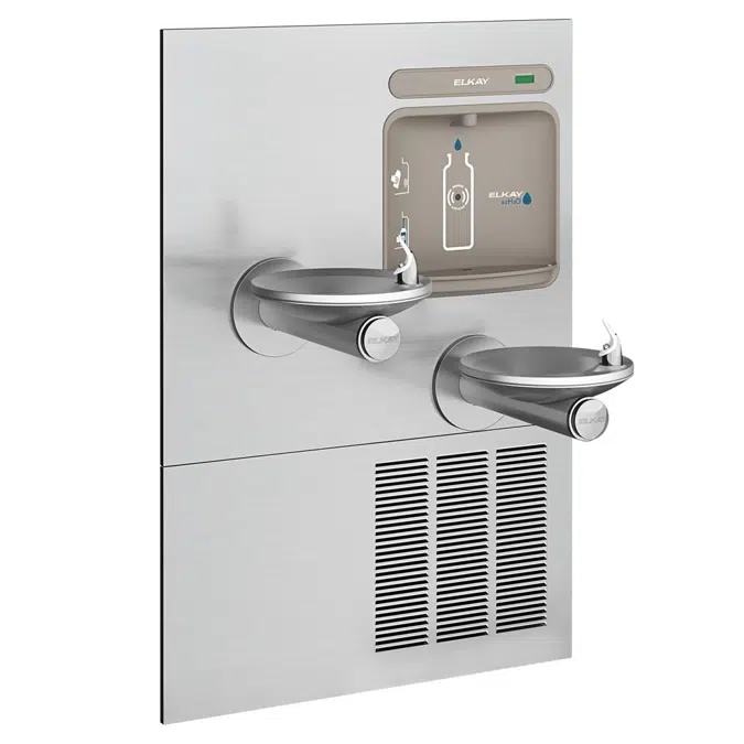 ERPBM28K Elkay SwirlFlo® Bi-level ADA Fountain with Mounting Frame Non-filtered Refrigerated Stainless