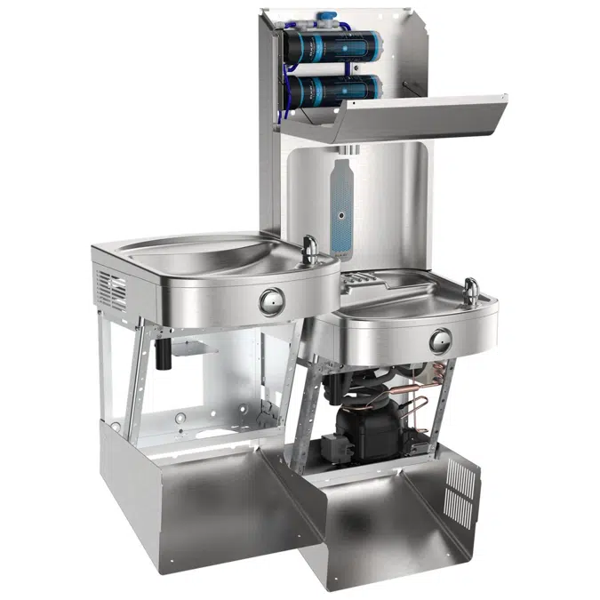 LVRCTL8WSPRO-2FL10 Elkay Pro Filtration® Vandal-Resistant Connected Bottle Filling Station&BiLevel ADA Clr Refrig Dbl Ultra-Cap Lead Rd SS