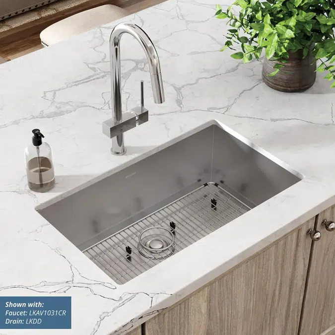 EFRU281610TC Elkay Crosstown® 16 Gauge Stainless Steel 30-1/2" x 18-1/2" x 10" Single Bowl Undermount Sink Kit