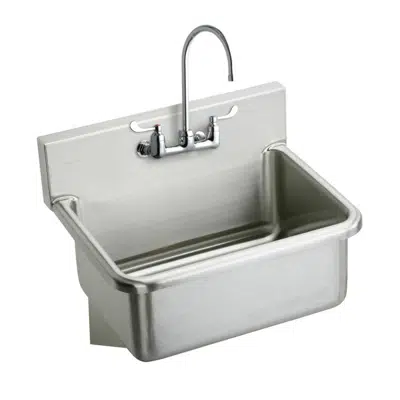 EWS3120W_4C_6C Stainless Steel 31" x 19.5" x 10-1/2" Wall Hung Single Bowl Hand Wash Sink Kit w/Faucet and 6"& 4" Wrist blade Handles图像