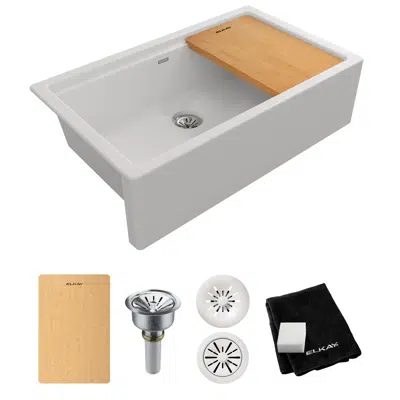 Image for Elkay Quartz Luxe 35-7/8 x 21-9/16 x 9 Single Bowl 10" Apron Farmhouse Workstation Sink with Perfect Drain, Ricotta