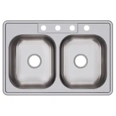 Image for D233221_5_MR2 Dayton® Stainless Steel 33" x 22" x 6-9/16" Equal Double Bowl Drop-in Sink