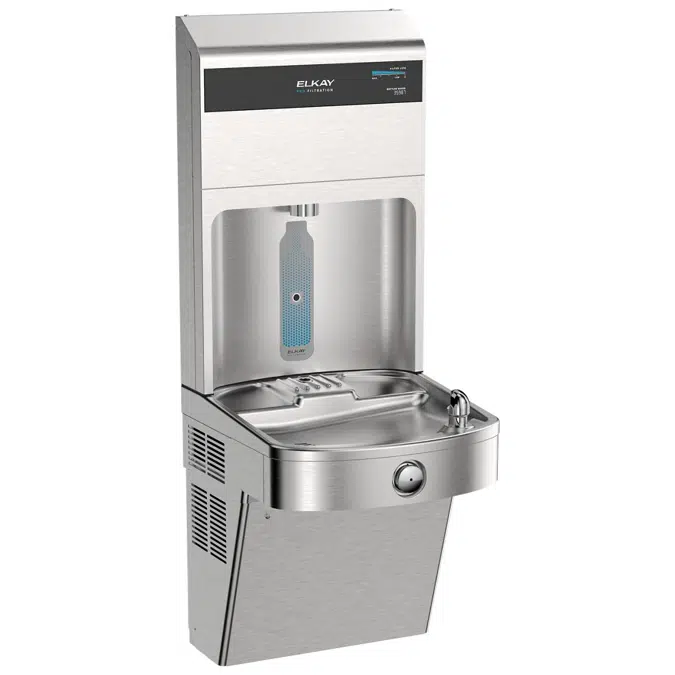 LVRC8WSPRO Elkay Pro Filtration® Vandal-Resistant Connected Bottle Filling Station&Sgl ADA Cooler Refrig Ultra-Capacity Lead Rd SS