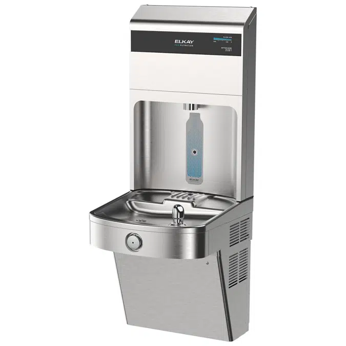 LVRC8WSPRO Elkay Pro Filtration® Vandal-Resistant Connected Bottle Filling Station&Sgl ADA Cooler Refrig Ultra-Capacity Lead Rd SS