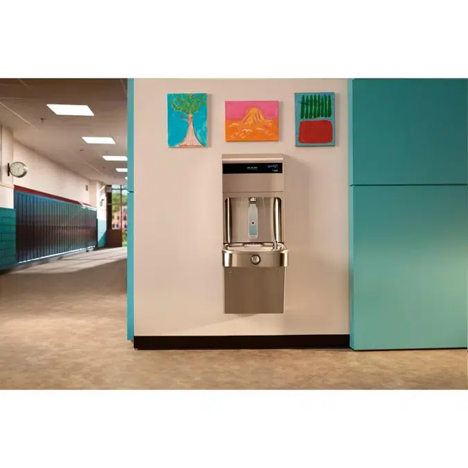 LVRC8WSPRO Family Elkay Pro Filtration™ Vandal-Resistant Connected Bottle Filling Station&Sgl ADA Cooler Refrigerated Stainless Steel