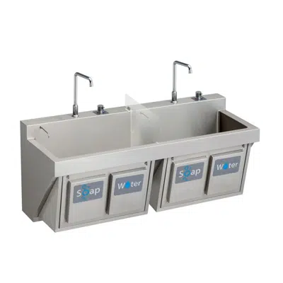 Image for EWSF26026KWSC Elkay Stainless Steel 60" x 23" x 26" Wall Hung Double Station Surgeon Scrub Sink Kit w/Soap and Water Knee Activation