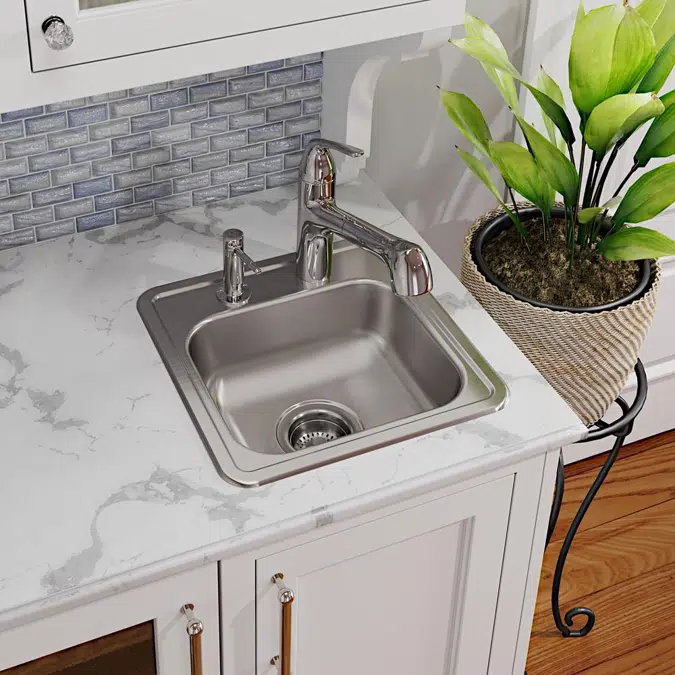 D115161_3 Dayton® Stainless Steel 15" x 15" x 5-3/16" Single Bowl Drop-in Bar Sink with 3-1/2" Drain Opening