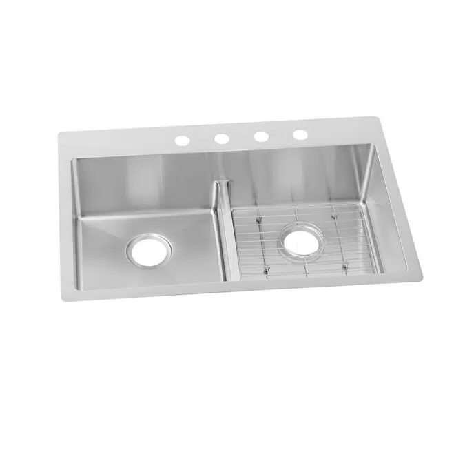 ECTSRA33229TBG Elkay Crosstown® 18 Gauge Stainless Steel 33" x 22" x 9" 3-Hole Equal Double Bowl Dual Mount Sink Kit with Aqua Divide