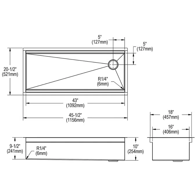 CS45_BPK_WPK_CWK Circuit Chef® Workstation Stainless Steel 45-1/2" x 20-1/2" x 10" Single Bowl Undermount Sink Kit