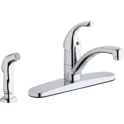 imagem para Elkay Everyday Four Hole Deck Mount Kitchen Faucet with Lever Handle and Side Spray and Deck Plate/Escutcheon Chrome