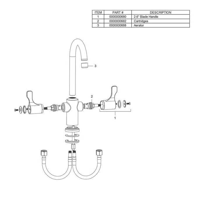 LKD208813C Elkay® Single Hole 12-1/2" Deck Mount Faucet with Gooseneck Spout Twin Lever Handles Chrome