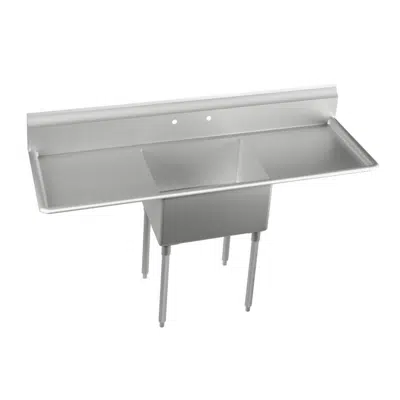 Image pour E1C24X24-2-24X Dependabilt™ Stainless Steel 72" x 29-13/16" x 43-3/4" 18 Gauge One Compartment Sink w/ 24" Left and Right Drainboards and Stainless Steel Legs