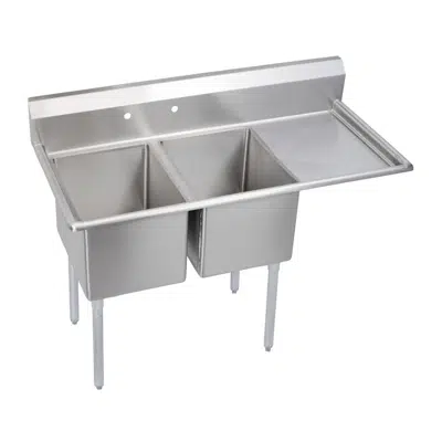 Immagine per E2C16X20-R-18X Elkay® Dependabilt™ Stainless Steel 54-1/2" x 25-13/16" x 43-3/4" 18 Gauge Two Compartment Sink w/ 18" Right Drainboard and Stainless Steel Legs