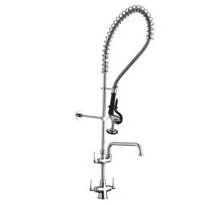 afbeelding voor LK543AF10LC Single Hole Concealed Deck Mount Faucet 44in Flexible Hose with 1.2 GPM Spray Head + 10" Arc Tube Spout 2" Lever Handles