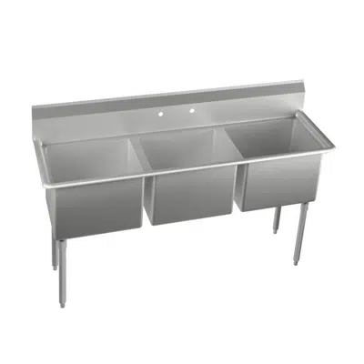 Image for 14-3C20X20-0X Dependabilt™ Stainless Steel 69" x 25-13/16" x 43-3/4" 16 Gauge Three Compartment Sink with Stainless Steel Legs