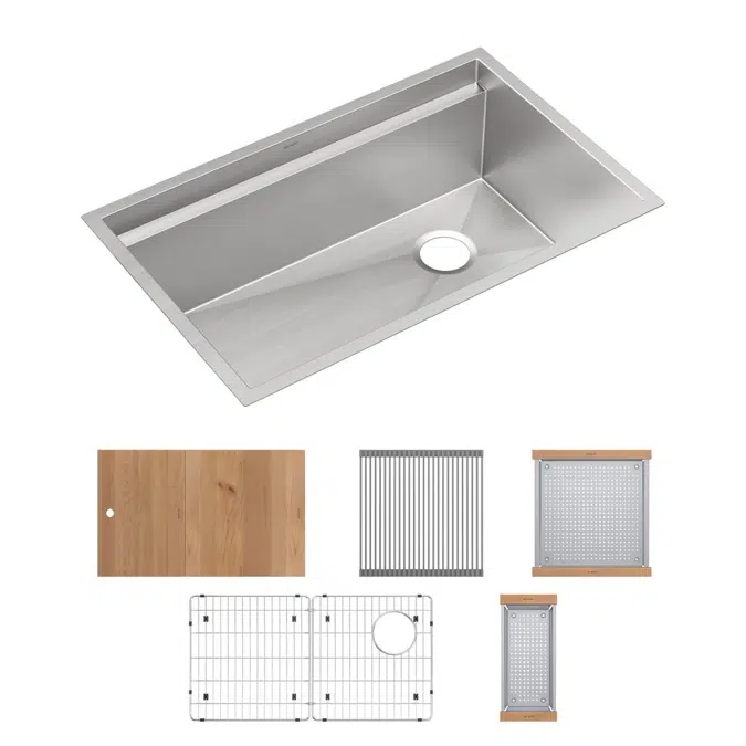 CS30_WPK_BPK_CWK Circuit Chef® Workstation Stainless Steel 32-1/2" x 20-1/2" x 10" Single Bowl Undermount Sink Kit