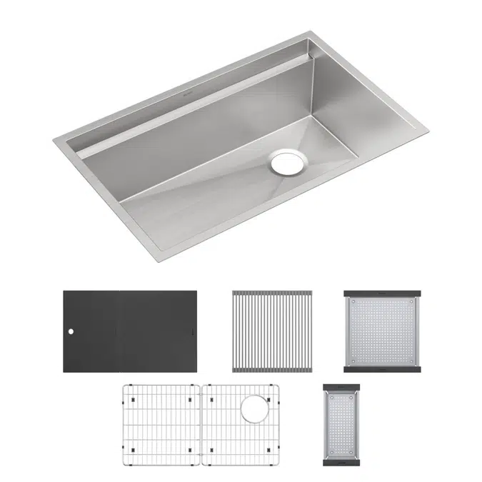 CS30_WPK_BPK_CWK Circuit Chef® Workstation Stainless Steel 32-1/2" x 20-1/2" x 10" Single Bowl Undermount Sink Kit
