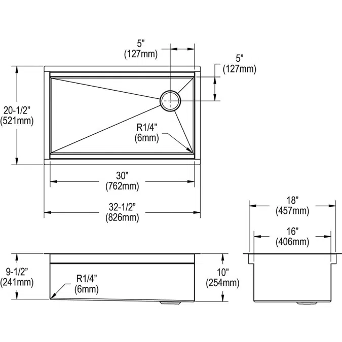 CS30_WPK_BPK_CWK Circuit Chef® Workstation Stainless Steel 32-1/2" x 20-1/2" x 10" Single Bowl Undermount Sink Kit