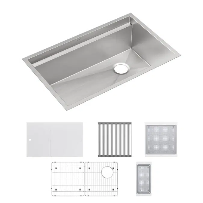 CS30_WPK_BPK_CWK Circuit Chef® Workstation Stainless Steel 32-1/2" x 20-1/2" x 10" Single Bowl Undermount Sink Kit