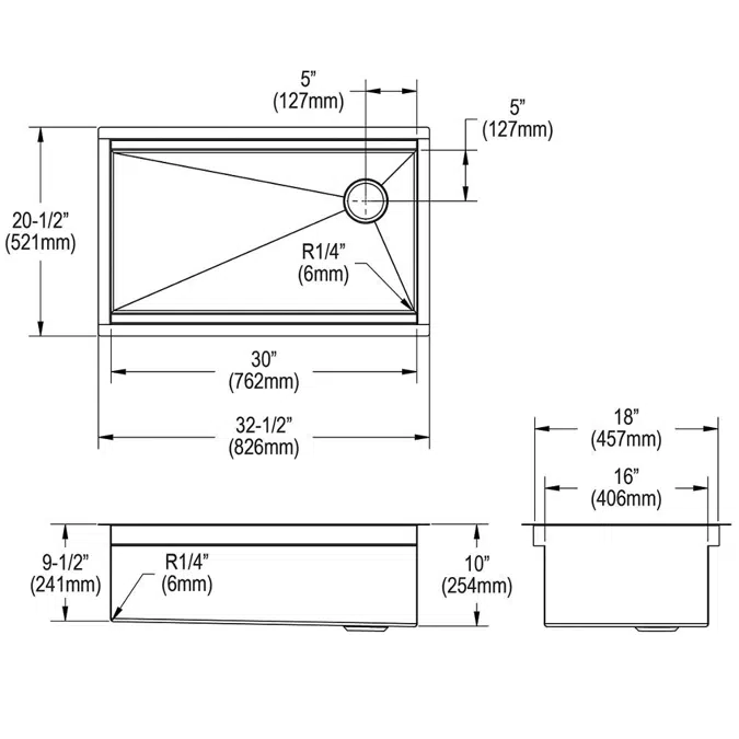 CS30_WPK_BPK_CWK Circuit Chef® Workstation Stainless Steel 32-1/2" x 20-1/2" x 10" Single Bowl Undermount Sink Kit