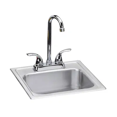 obraz dla DSEP1515CDayton Stainless Steel 15" x 15" x 6", 2-Hole Single Bowl Drop-in Bar Sink + Faucet Kit