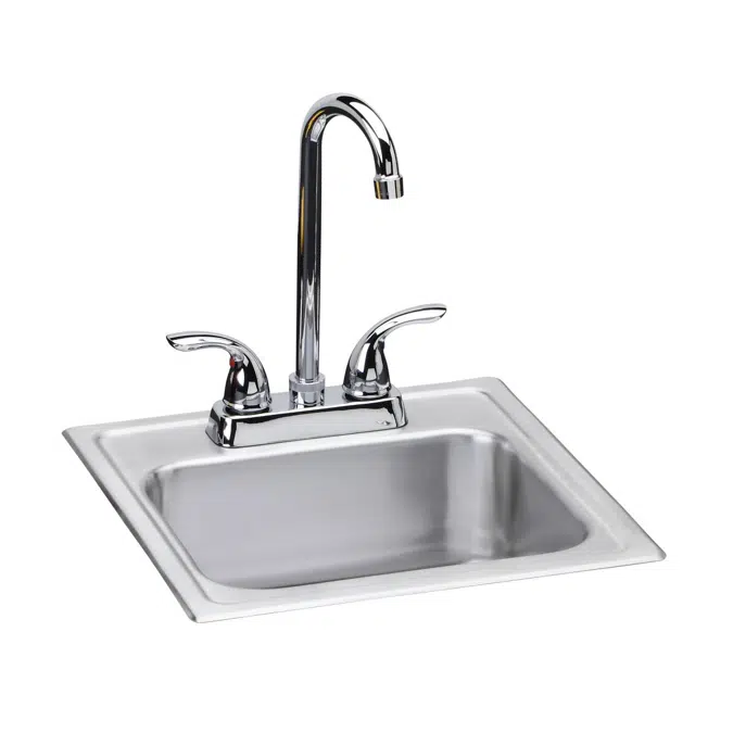Dayton Stainless Steel 15" x 15" x 6", 2-Hole Single Bowl Drop-in Bar Sink + Faucet Kit