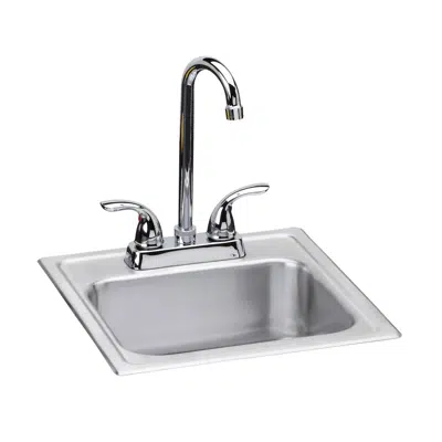 Image for Dayton Stainless Steel 15" x 15" x 6", 2-Hole Single Bowl Drop-in Bar Sink + Faucet Kit