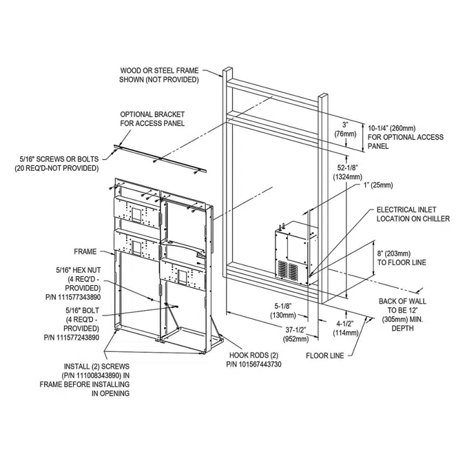 MFWS210 Elkay Mounting Frame for Bi-level In-wall Refrigerated SwirlFlo® Bottle Filling Stations