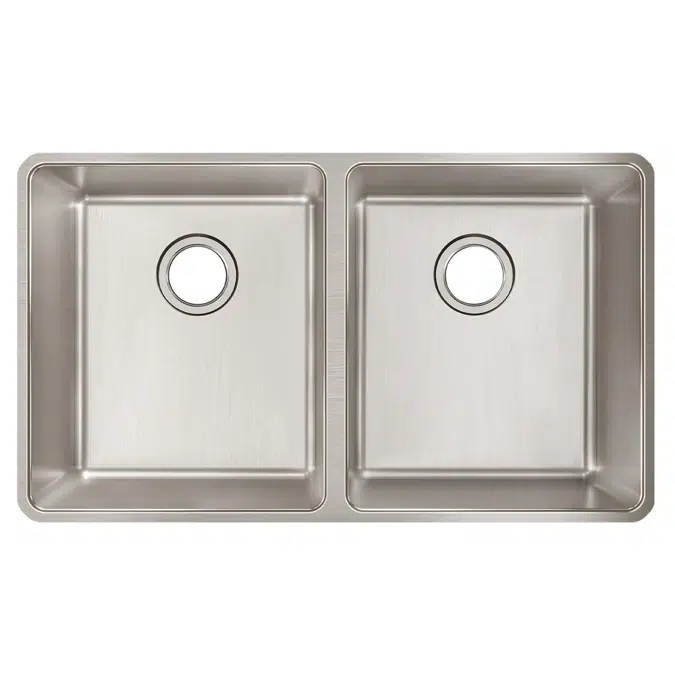 ELUH3118T Lustertone Iconix® 18 Gauge Stainless Steel 32-3/4" x 19-1/2" x 9" Double Bowl Undermount Sink