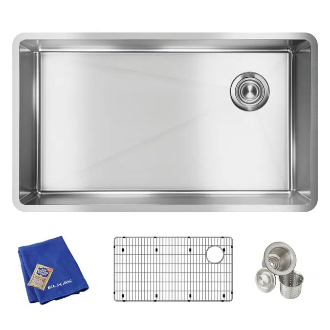 ECTRU30179RTC Elkay Crosstown® 18 Gauge Stainless Steel 31-1/2" x 18-1/2" x 9" Single Bowl Undermount Sink Kit