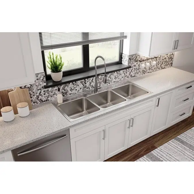 LTR5422101_6 Elkay Lustertone® Classic Stainless Steel 54" x 22" x 10-1/8", Triple Bowl Drop-in Sink