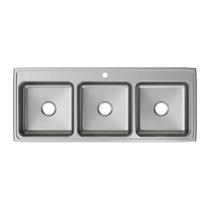 LTR5422101_6 Elkay Lustertone® Classic Stainless Steel 54" x 22" x 10-1/8", Triple Bowl Drop-in Sink