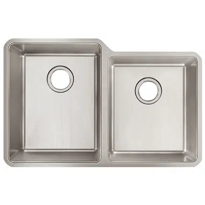Image pour ELUH3120RT Lustertone Iconix® 18 Gauge Stainless Steel 31-1/4" x 20-1/2" x 9" Double Bowl Undermount Sink with Right Small Bowl
