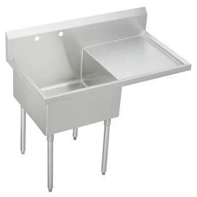 Image for SS8124R2 Elkay Sturdibilt® Stainless Steel 49-1/2" x 27-1/2"x14" Floor Mount Single Compartment 2-Hole Scullery Sink w/Right Drainboard