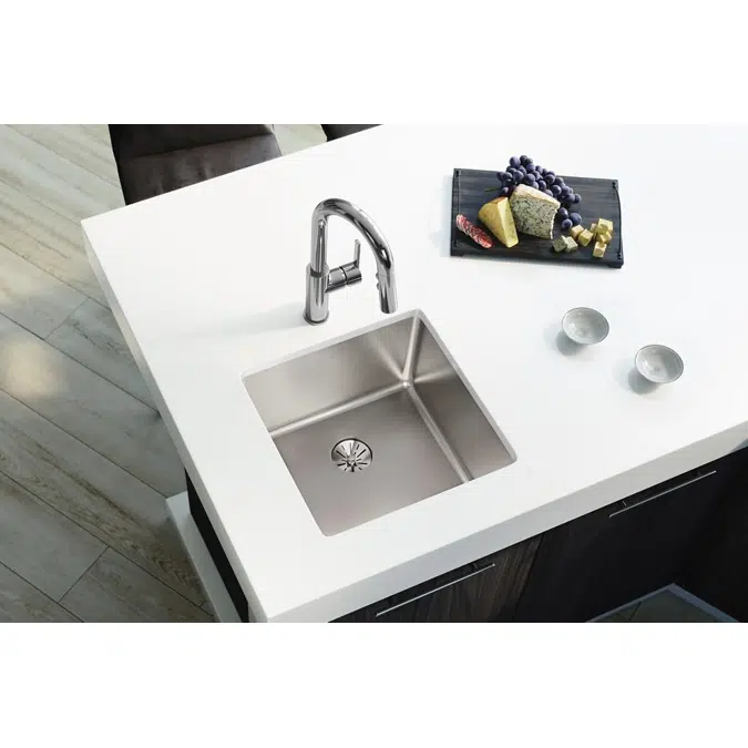 ELUHH1616TPD Lustertone Iconix® 16 Gauge Stainless Steel 18-1/2" x 18-1/2" x 9" Single Bowl Undermount Sink with Perfect Drain®