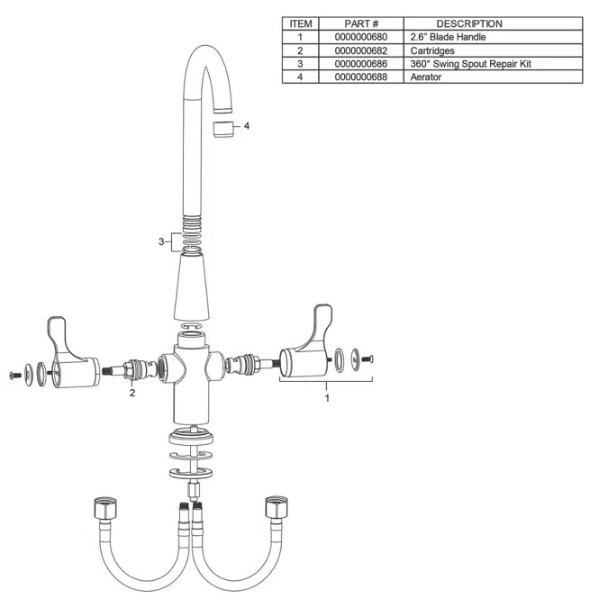 LKD2223C Elkay® Single Hole Deck Mount Faucet with Gooseneck Spout Twin Lever Handles Chrome
