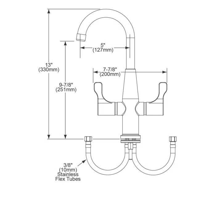 LKD2223C Elkay® Single Hole Deck Mount Faucet with Gooseneck Spout Twin Lever Handles Chrome