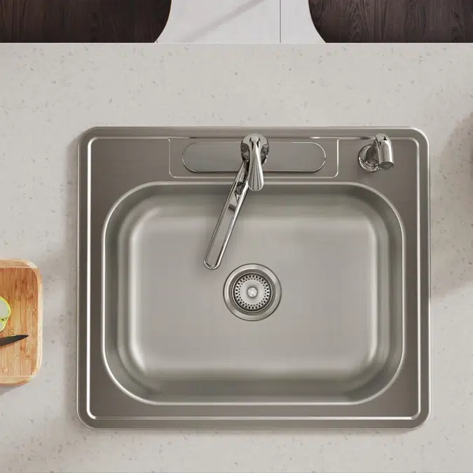 D12521_5_MR2 Dayton® Stainless Steel 25" x 21-1/4" x 6-9/16" Single Bowl Drop-in Sink