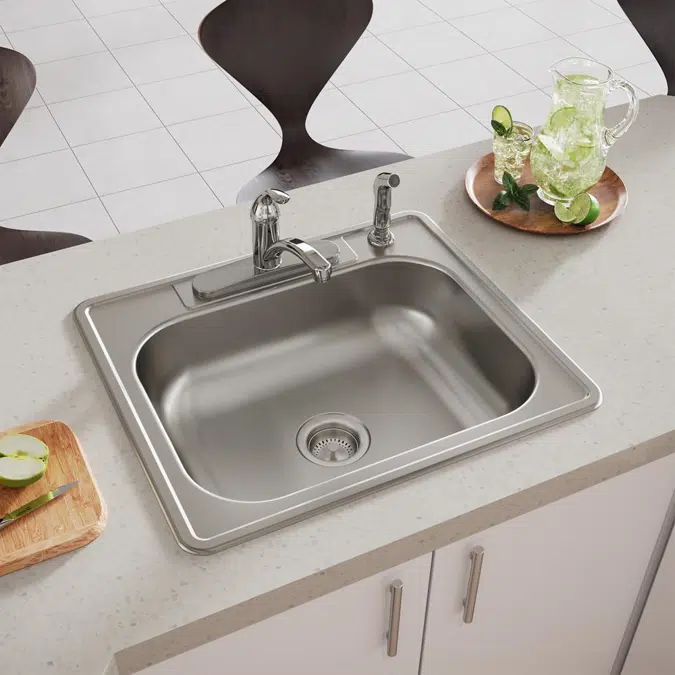 D12521_5_MR2 Dayton® Stainless Steel 25" x 21-1/4" x 6-9/16" Single Bowl Drop-in Sink